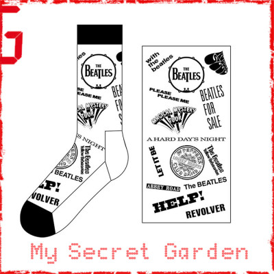 The Beatles - Albums Monochrome Official Unisex Ankle Socks  ( UK Size 7 - 11) ***READY TO SHIP from Hong Kong***