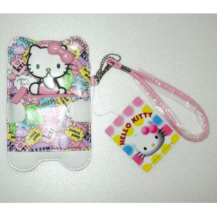 Hello Kitty - Comic Pattern With Pink 3D Bow Official Cell Phone Case Purse  NWT
